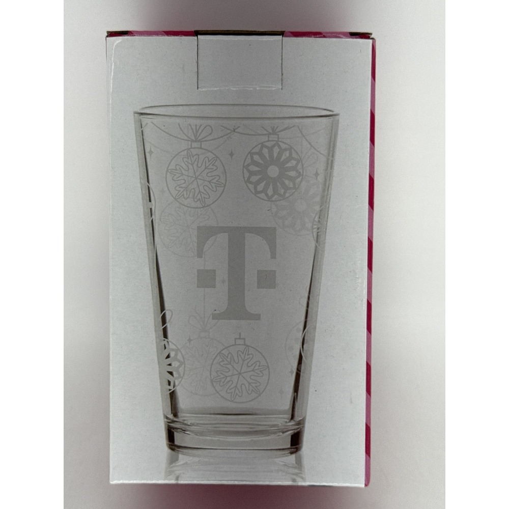 Mobile T Holiday Pint Glass Clear 16oz Limited Edition Etched Design